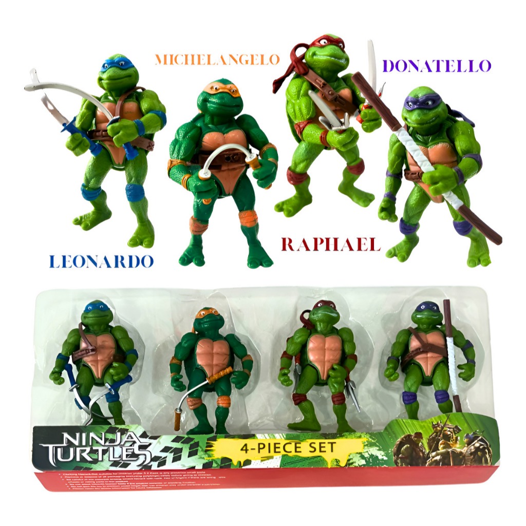 Bonecos Tartarugas Ninjas Leonardo Donatello Rafael Michelangelo 11cm ...