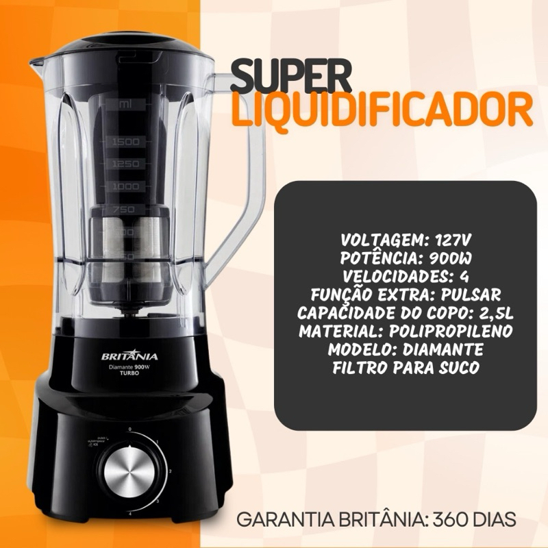 Liquidificador Turbo 1000W | Copo 2L Resistente | Potente e Silencioso ...