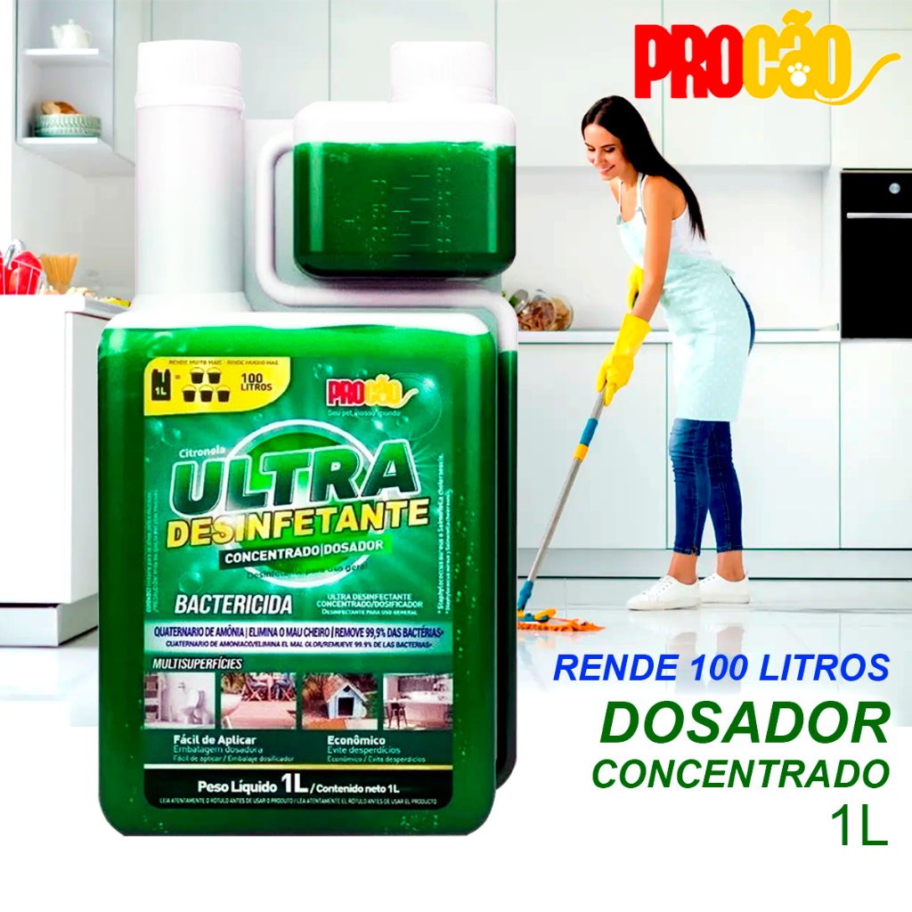 Desinfetante Ultra Concentrado Pet Tira Cheiro 1L Faz ate 100 Litros ...
