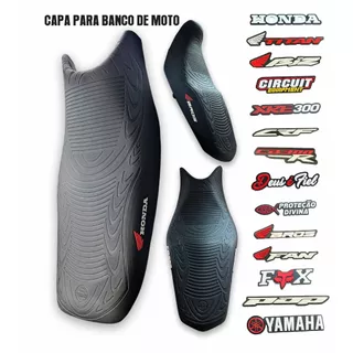 Capa Para Banco de Moto Emborrachada 3D Preta universal Honda CRF Bros Titan Fan Biz Pop Fox Yamaha Circuit Cb300
