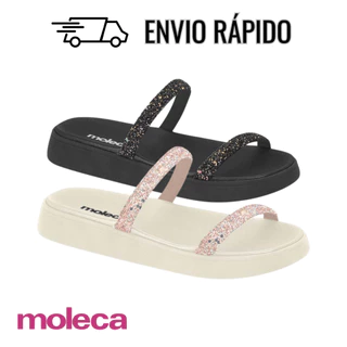 Rasteira Papete Birken Feminina Moleca Original Confortável com Glitter Brilho Casual