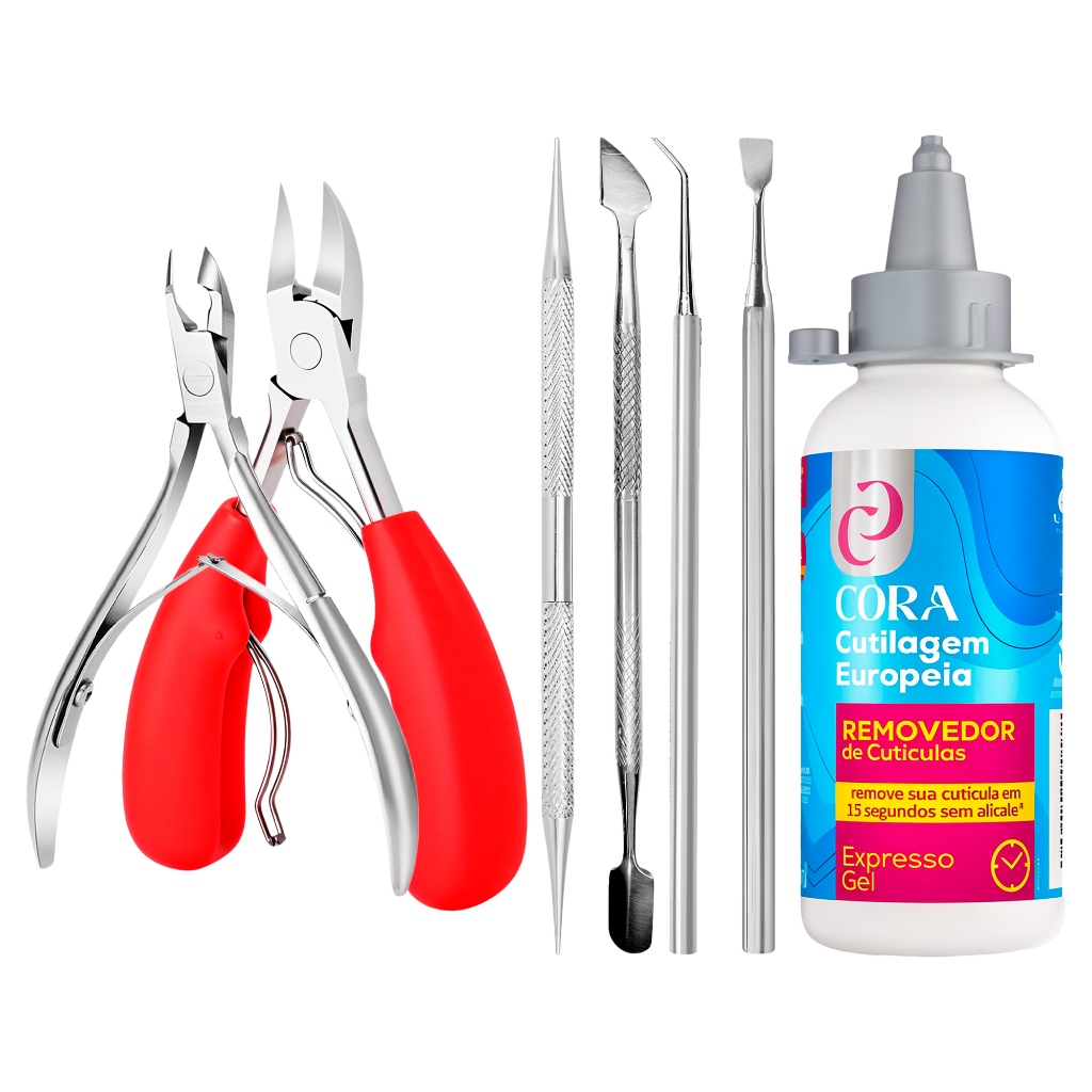 Cutilagem Profissional Alicate Inox Espátula Raspador Gel Removedor ...