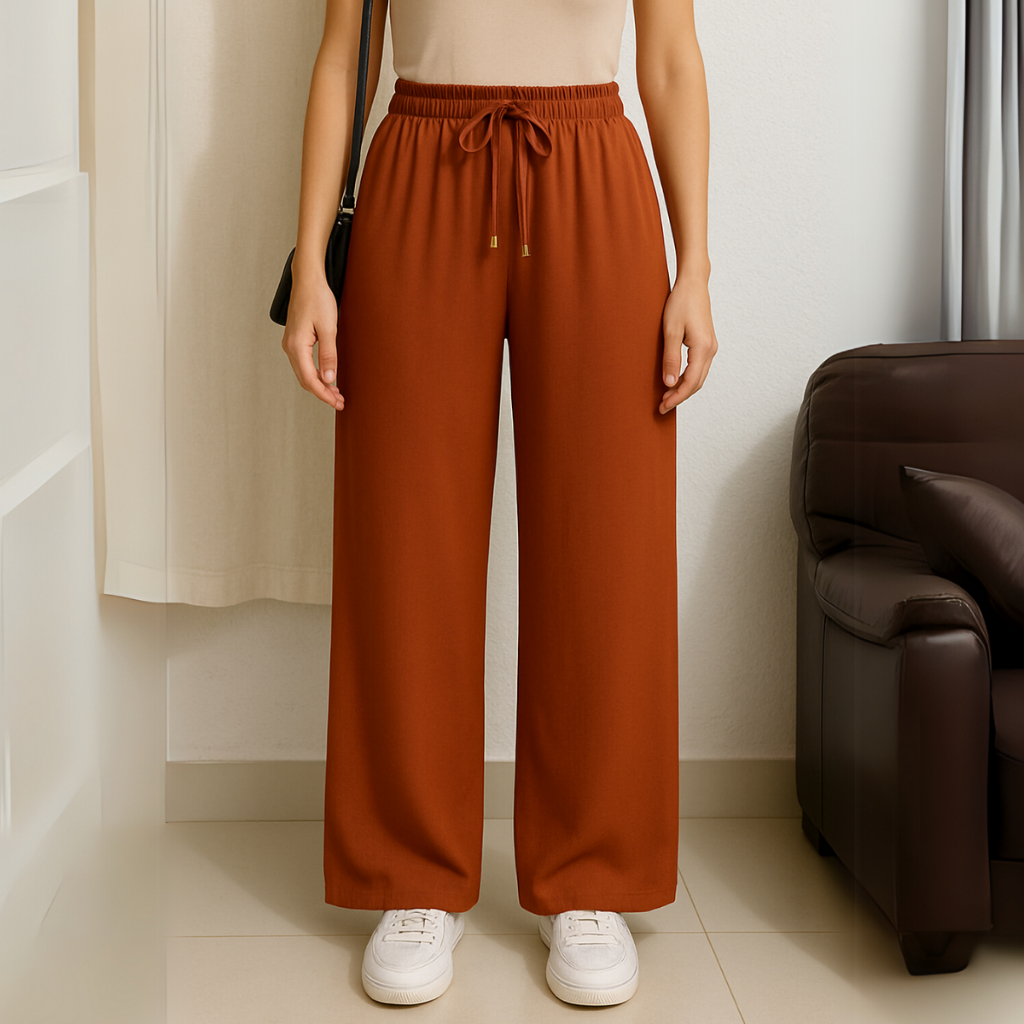 Calça Feminina Pantalona De Amarrar Duna Elastex Na Cintura Premium ...