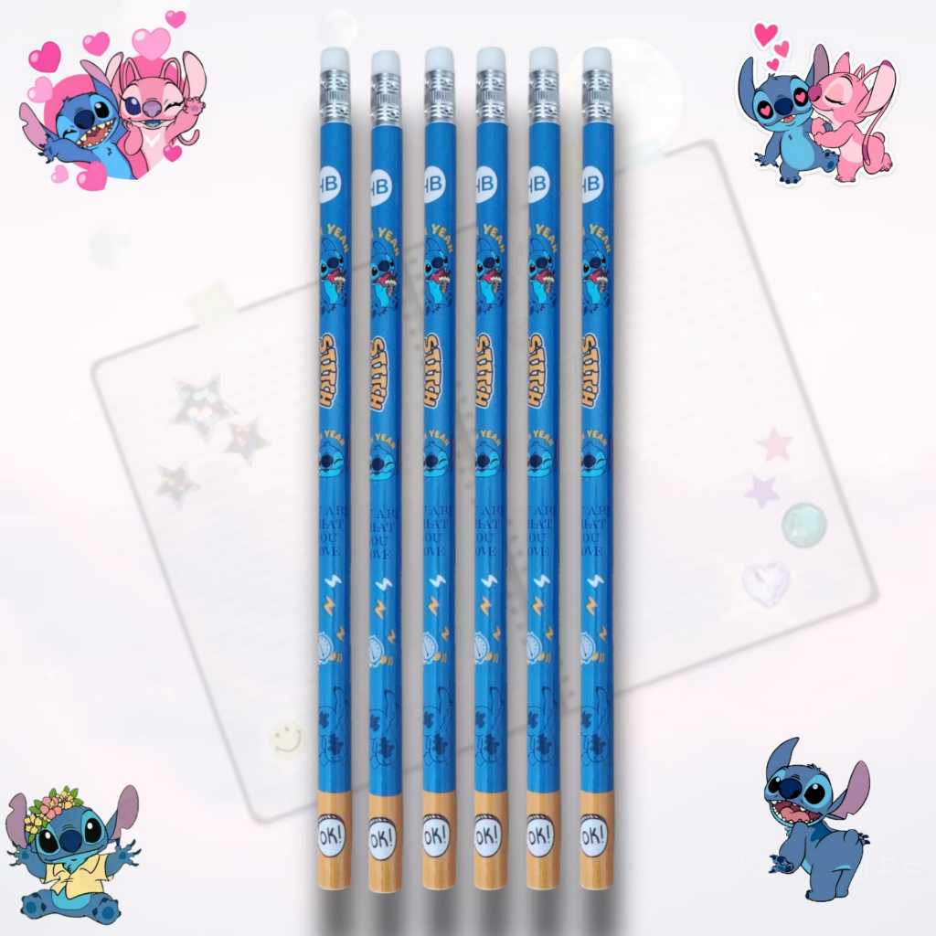 Lápis de escrever do Lilo e Stitch | Lápis Grafite Stitch | Kit 6 lápis ...