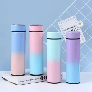 Garrafa Térmica Aço Inox Termômetro Digital Vácuum Squeeze Bebidas geladas e quentes Degradê