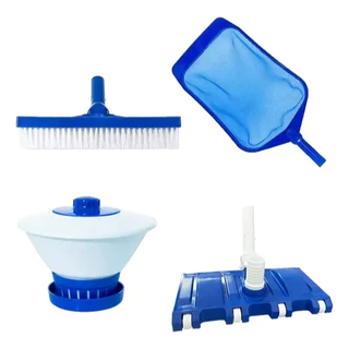 KIT LIMPEZA ASPIRADOR + ESCOVA + PENEIRA + FLUTUADOR - PISCINAS FIBRA ALVENARIA E VINIL