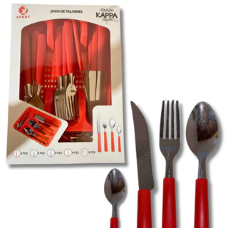 Faqueiro 25 Peças Inox Porta Talher Luxo Premium Kappa Color em Oferta na Shopee