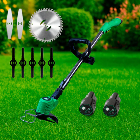 Roçadeira Aparador Cortador De Grama Elétrico Bivolt 110v 220v 2 Baterias Recarregável Kit Completo