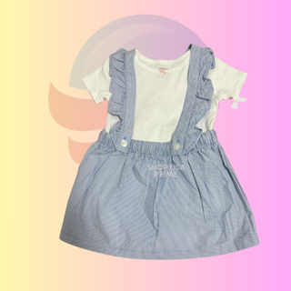 Conjunto Carter's - Jardineira Listrada em Oferta na Shopee