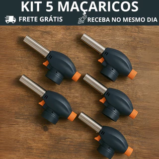 Kit 5 Maçaricos Culinários Gourmet Multiuso com Regulador Profissional
