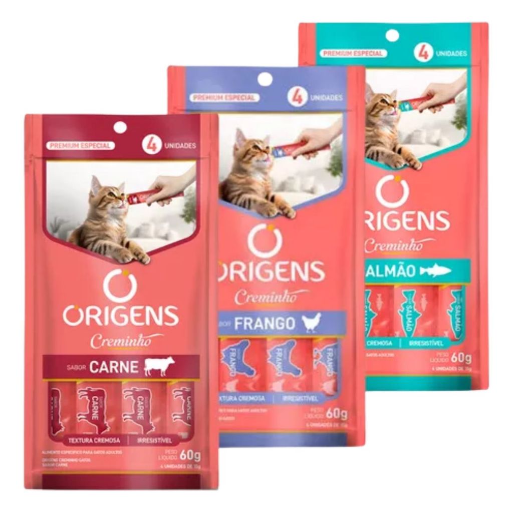 Kit 3 Petiscos Cremosos para Gatos - Sabor Irresistível | Caprioli - Vista Principal