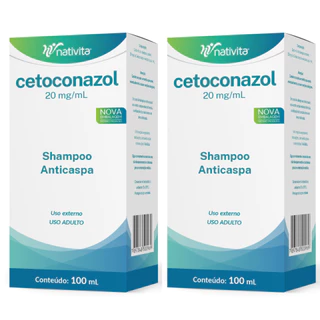 kit com 2 Shampoo Anticaspa Coceira e Dermatite Seborreica Cetoconazol 1% 100mL (marca variada)
