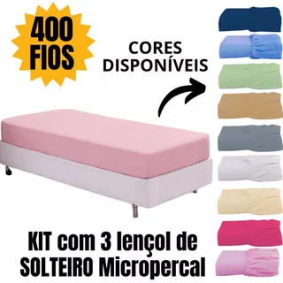 KIT 03 LENÇOL SOLTEIRO 400 FIOS AVULSO MICROPERCAL em Oferta na Shopee