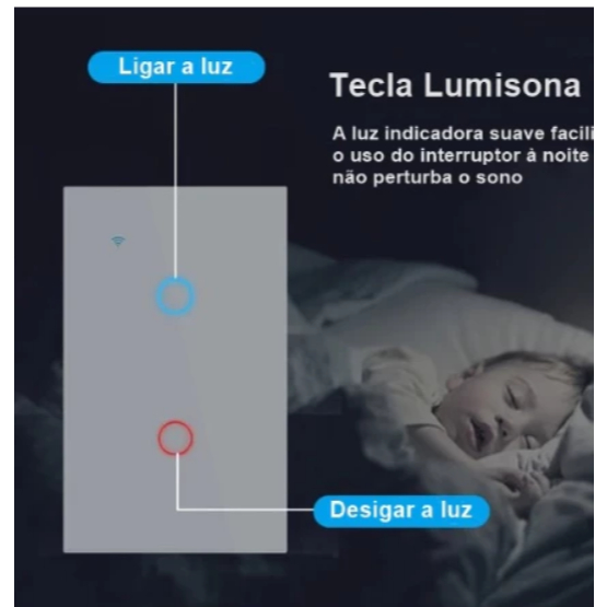 Interruptor Inteligente Smart Home Touch 2 Botões Alexa,Tuya-Branco