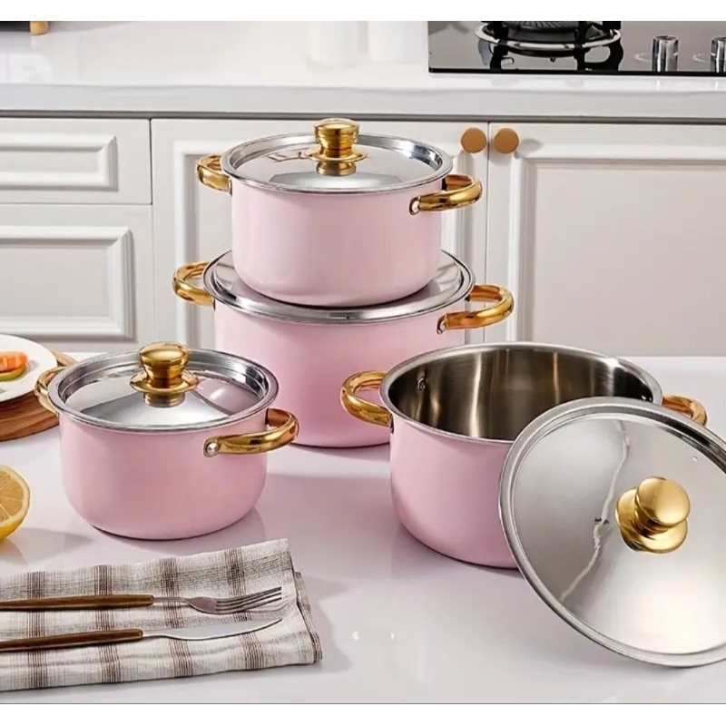 jogo de panela, panela rosa, cozinha fofa, jogo de panela fofa | Shopee ...