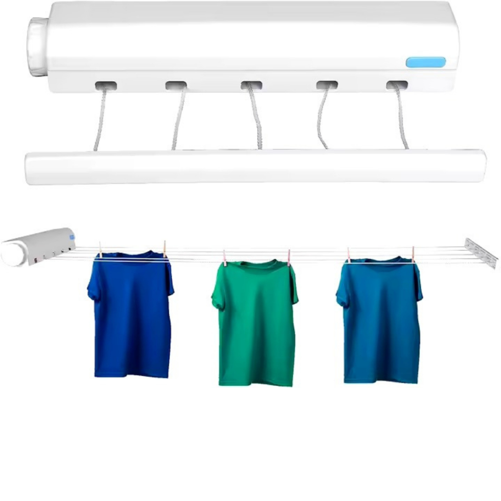 Varal Retratil Parede Automatico 5 Cordas Portátil Extensível Rotoflex Varal Retratil Parede Recolhível