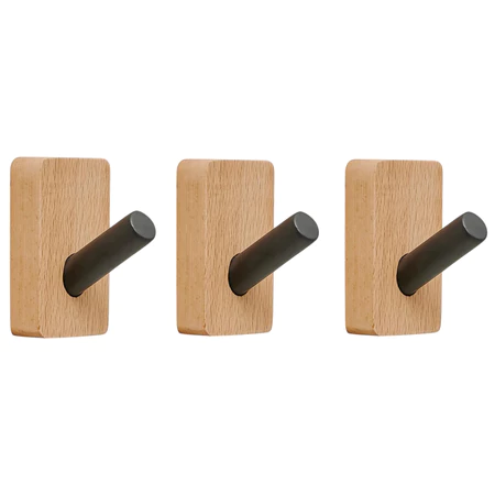 Ganchos Suporte Bambu Inox Adesivo Parede Roupas Chaves Cabideiro Kit com 3 Unidades