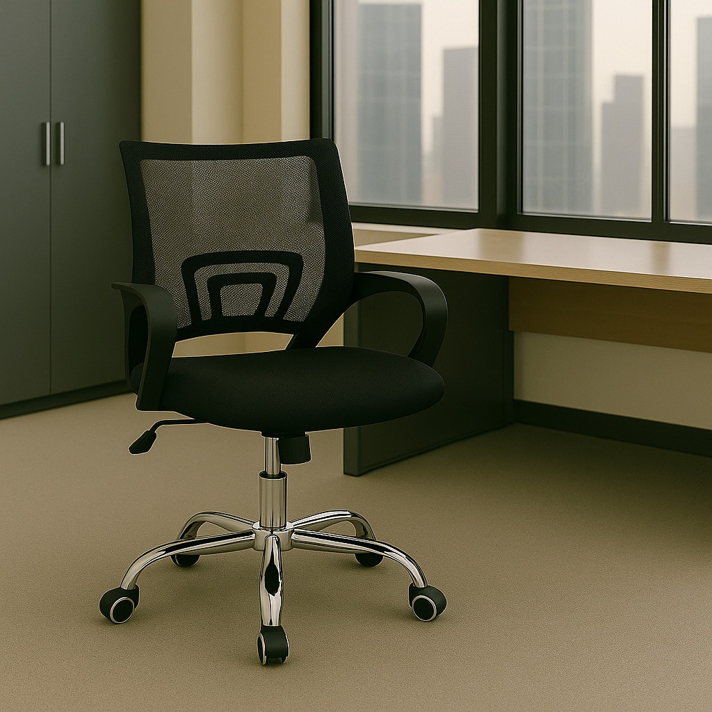 Cadeira Ergonômica para Escritório e Estudo Tela Mesh Preta Base de Aço ...
