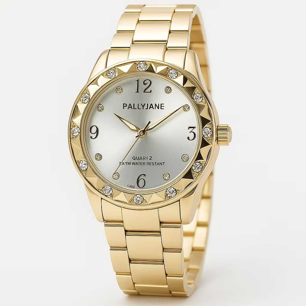 Relógio Feminino Dourado Banhado a Ouro 18k A Prova D'água Quartzo em ...