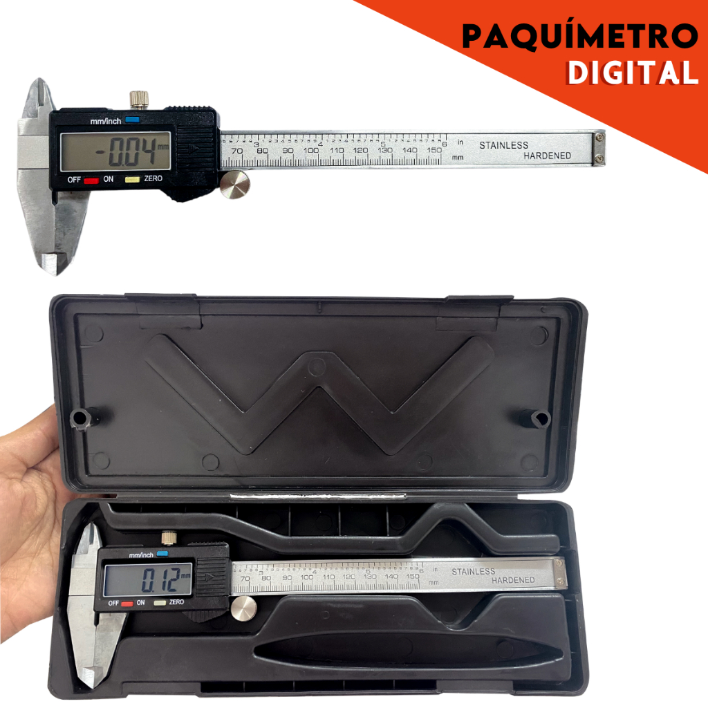 Paquímetro Digital Inox com Estojo – Medição de Alta Precisão em mm ...