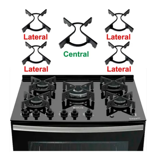 Kit Grelhas (Central+ Lateral) Fogões Atlas Agile Utop Dako Glass ...