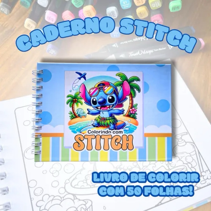 Livro de Pintar Stitch - CAPA DURA - 50 páginas - Envio Imediato ...