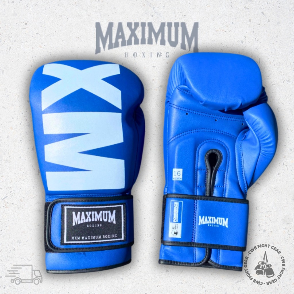 Par de luvas Para Boxe / Muay Thai - Maximum Mxm Azul/Branca ...