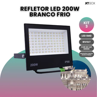 Kit 3 Refletor Led 200w Holofote Prova D