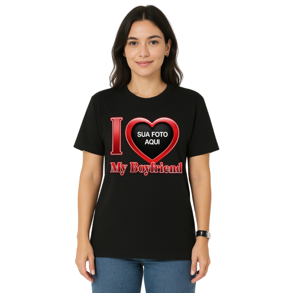 Camiseta Personalizada Casal l I Love My Boyfriend Girlfriend Camisa ...