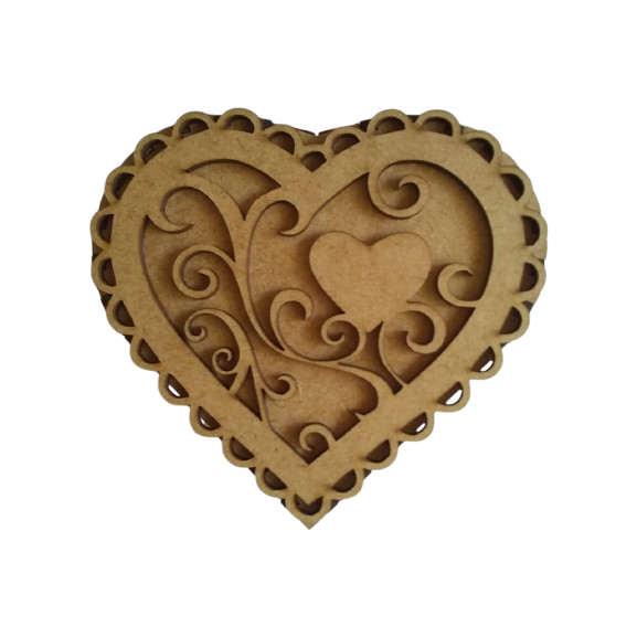 CAIXA CORAÇÃO PARA PRESENTE EM MDF CRU.