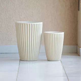 2 Vasos de Plantas e Flores Decorativos Grande Coluna Romana P e PP Interior e Exterior Polietileno