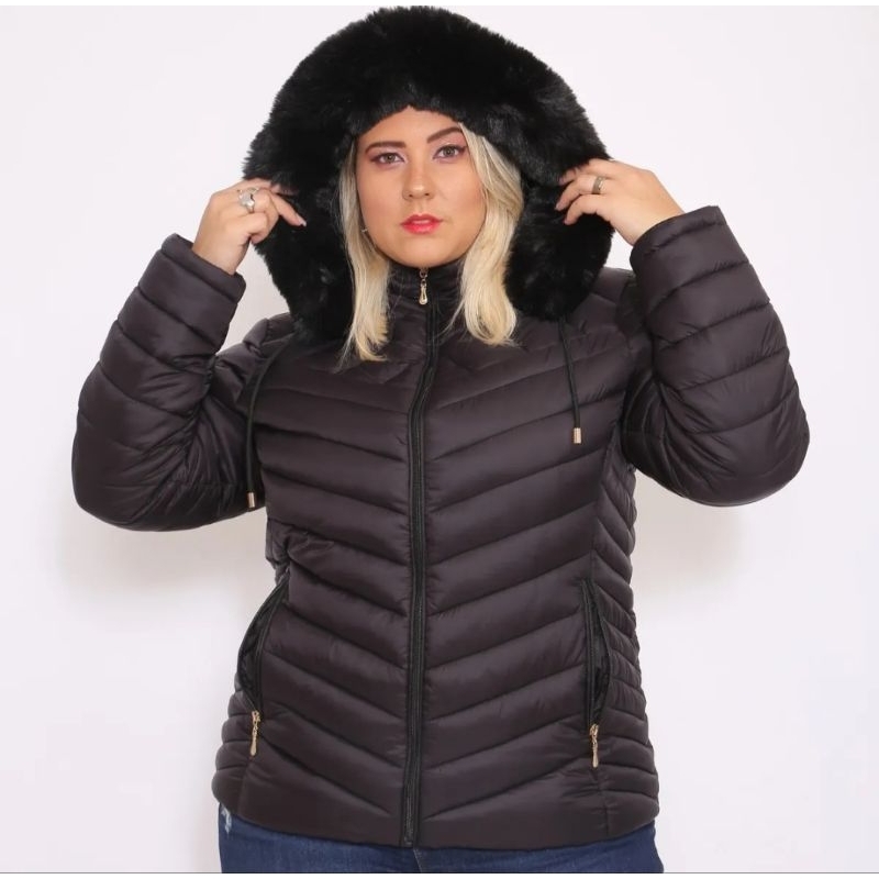 Jaqueta Nylon Plus size forrada de Pelucia