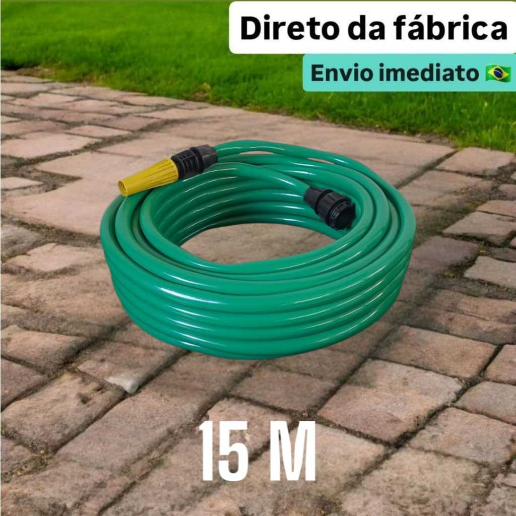 Mangueira de Jardim Reforçada 10m Com Esguicho e Adaptador Mangueira de ...