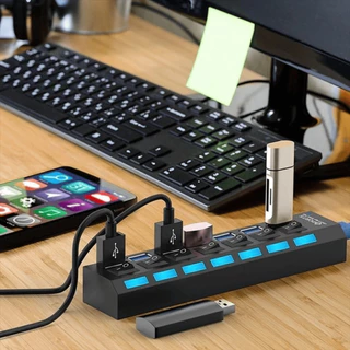 Hub Usb 7 Portas Com Interruptor Liga Desliga Led Extensão Usb 2.0 Pendrive Teclado