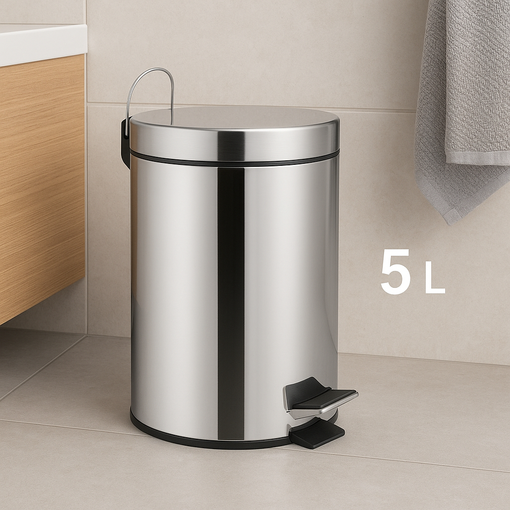 Lixeira em Aço Inox de 5 Litros com Pedal e Balde Removível | Shopee Brasil
