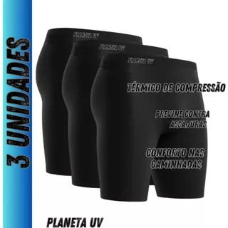 KIT 3 BERMUDAS TÉRMICA UV - CAMINHADA ANT ASSADURA DE COMPRESSÃO
