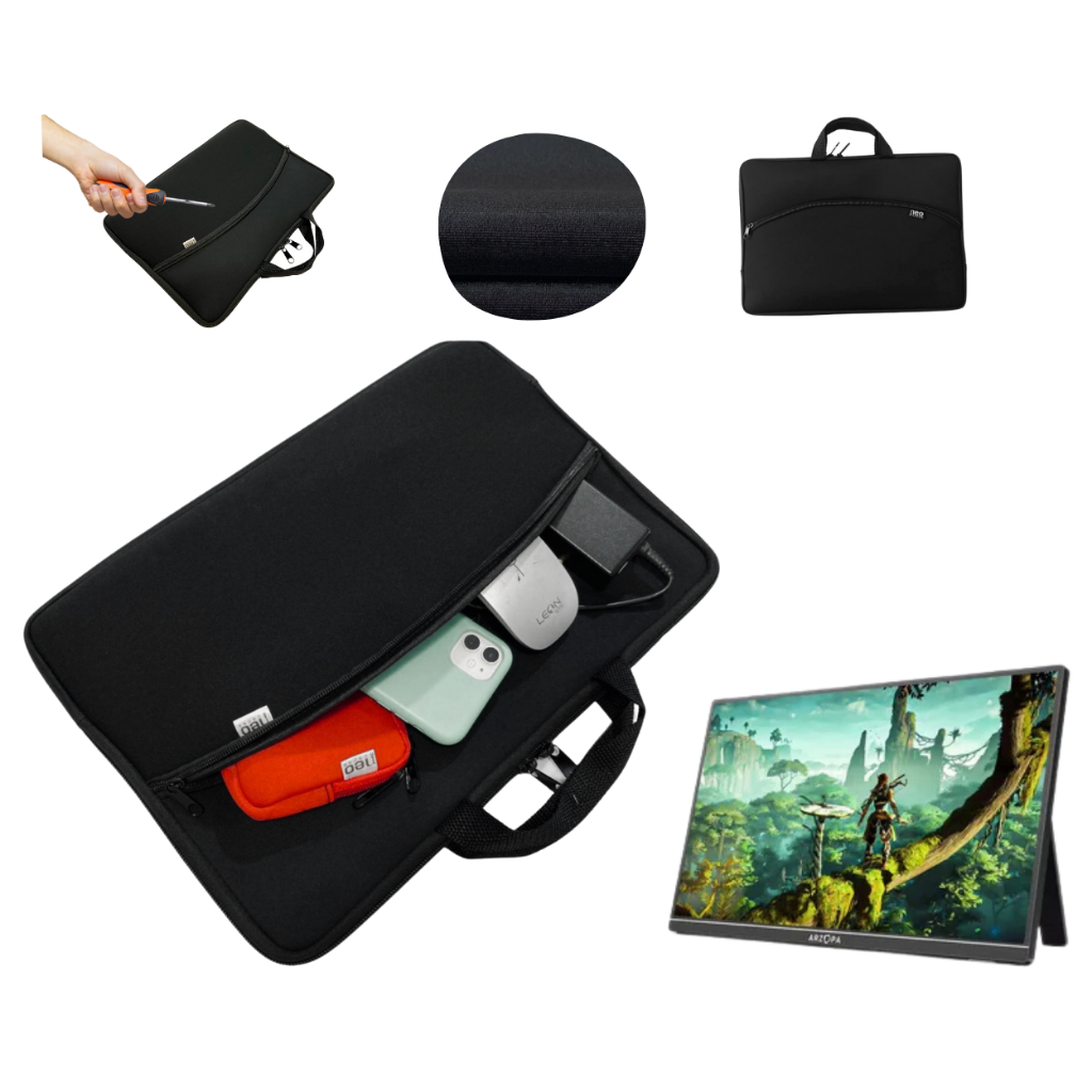 Capa Case Pasta Protetora Para Tela Monitor Portátil Com Bolso 15.6/ 16 ...