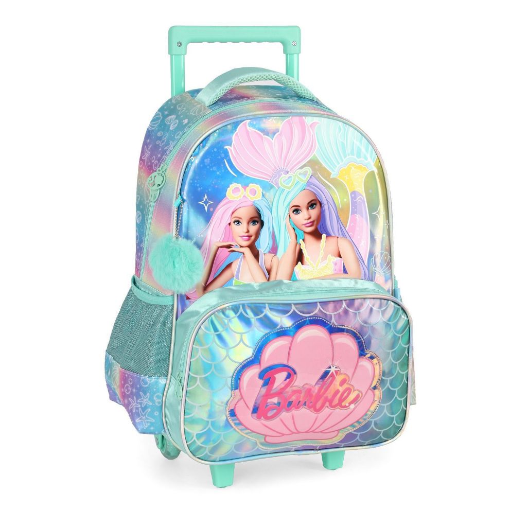 Mochila Barbie Sereia Com Rodinhas Infantil Escolar Feminina Brilhante ...