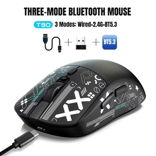 Mouse Gamer Sem Fio PRETO Recarregável RGB Bluetooth 2.4g 3600dpi T90