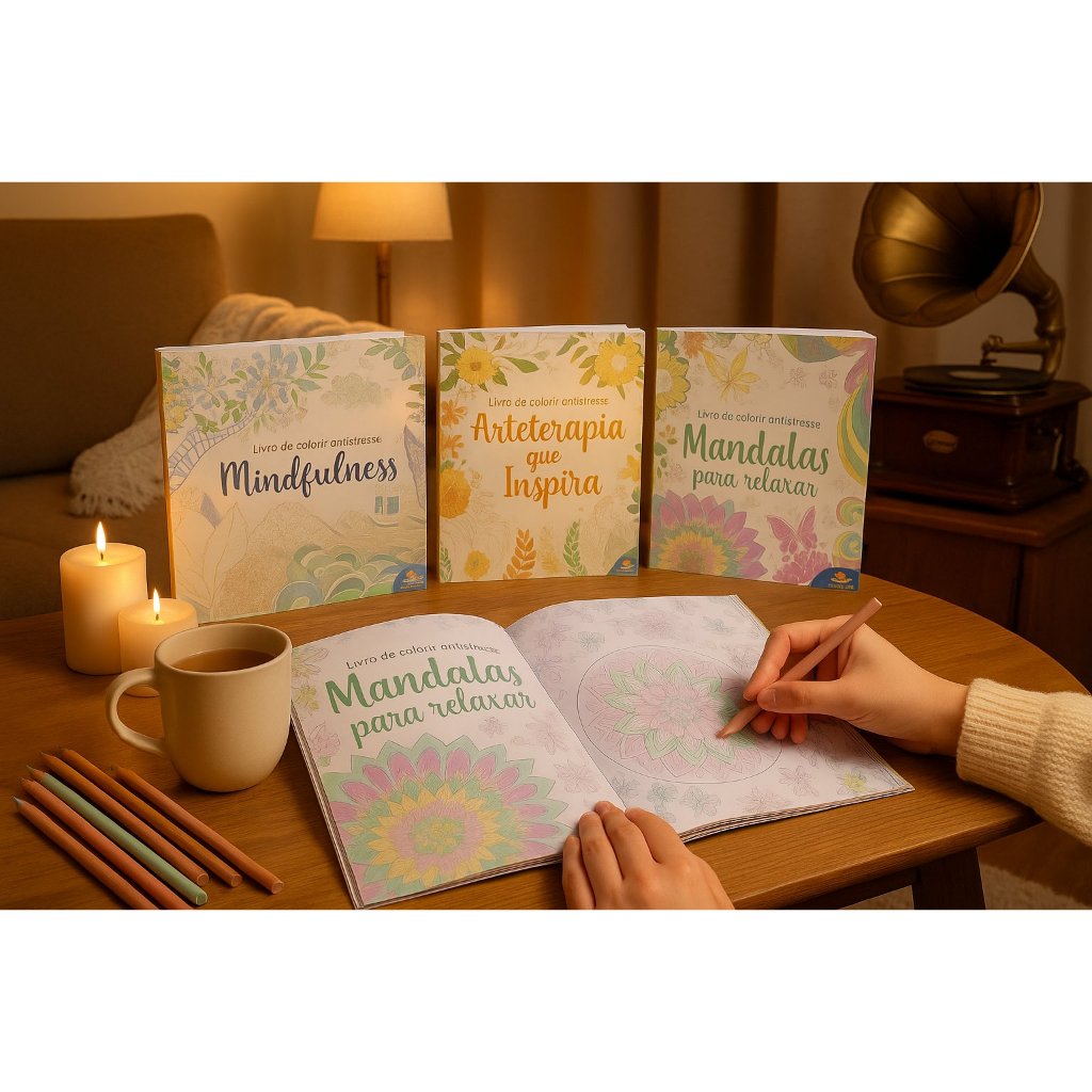 Livro de Colorir Antiestresse para Adultos - Arte Terapia, Relaxamento e Bem-Estar