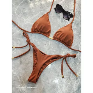 Biquíni Fio Dental Feminino Amarração Lateral - Bronze Perfeito Moda Praia Verão 2026 em Oferta na Shopee