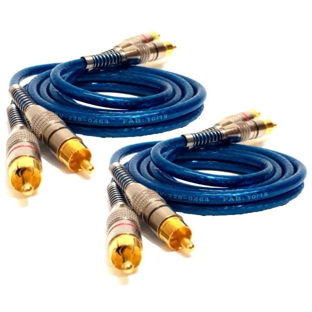 Kit 2 Cabos Rca De 1 Metro Blindado Tech One Svart Azul Conector Ouro ...