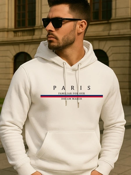 Blusa Frio Casaco Algodão PREMIUM Canguru Estampado Paris ADULTO Não Encolhe Bolso Confortavel