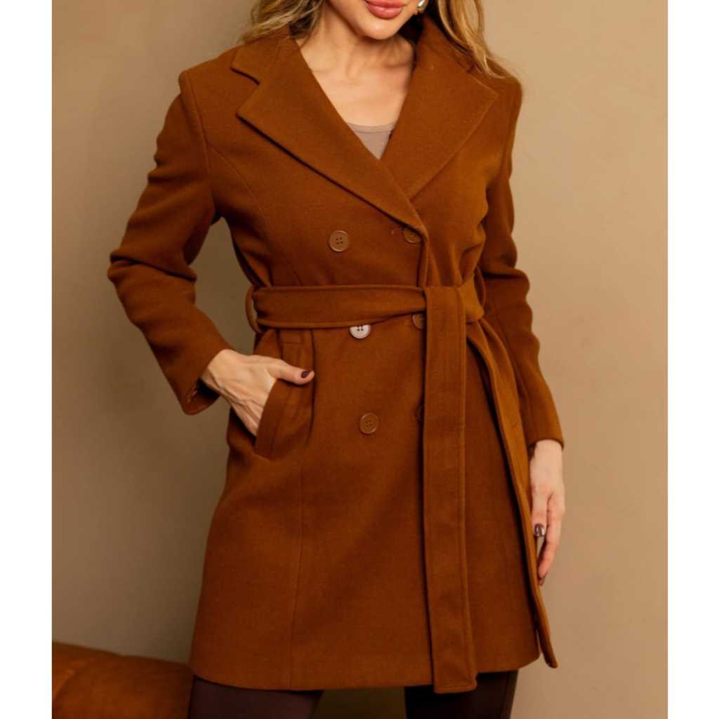 Sobretudo Feminino de lã batida com cinto premium | Shopee Brasil