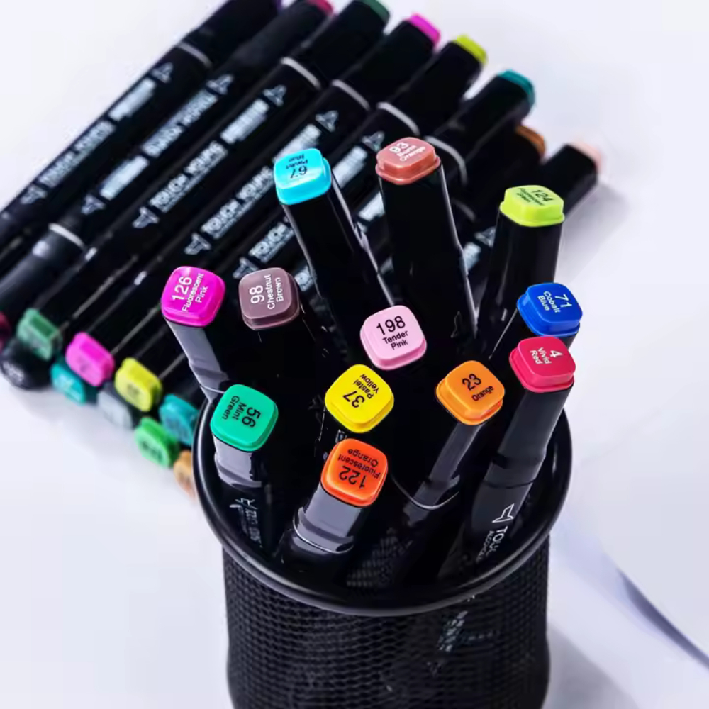 Canetinhas Coloridas Escolar Ponta Dupla Estojo Com 60 Cores