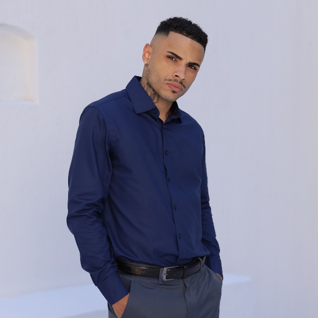 Camisa Social Masculina Manga Longa Slim Fit Mitong 20% Viscose ...