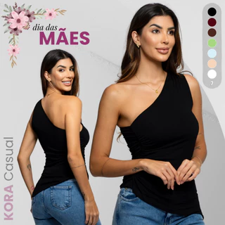 Blusa Feminina Um Ombro Só Mula Manca Assimétrica Elegante Dia das Mães