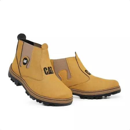 Botina Masculina Com Elástico Bota Trabalho Dia A Dia Couro Sintético Lona Estiloso e Confortável