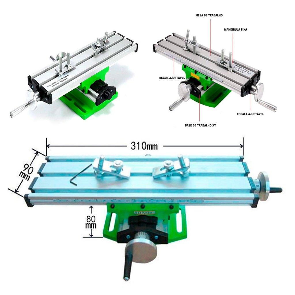 Mesa Coordenada XY Multifuncional de Precisão 310x90mm