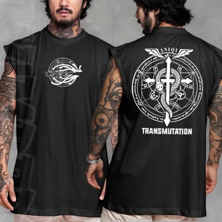 Camiseta regata machao oversized masculino fullmetal alchemist em algodao unissex Longline